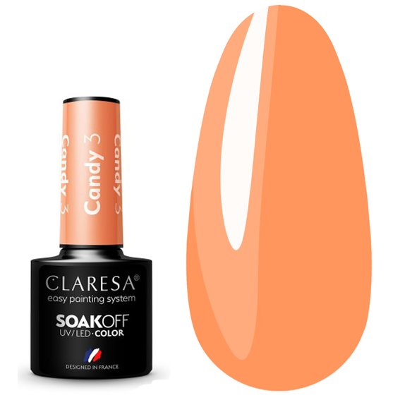 Лак для ногтей Claresa гибридный CANDY 3 коралловый оранжевый, 5г