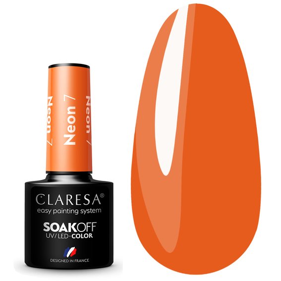 Лак для ногтей Claresa Hybrid NEON 7 оранжевый, 5г