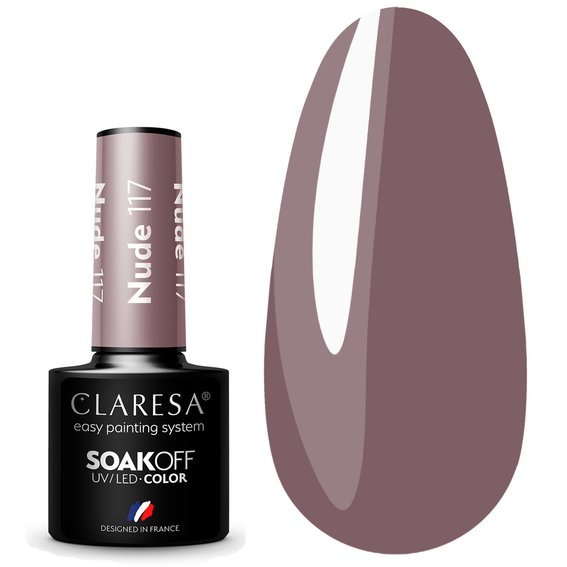 Лак для ногтей Claresa Hybrid NUDE 117 холодный бежевый, 5г