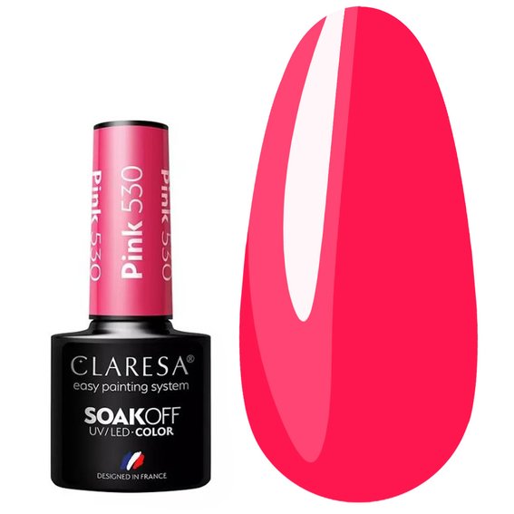 Лак для ногтей Claresa Hybrid PINK 530 клубнично-розовый, 5г