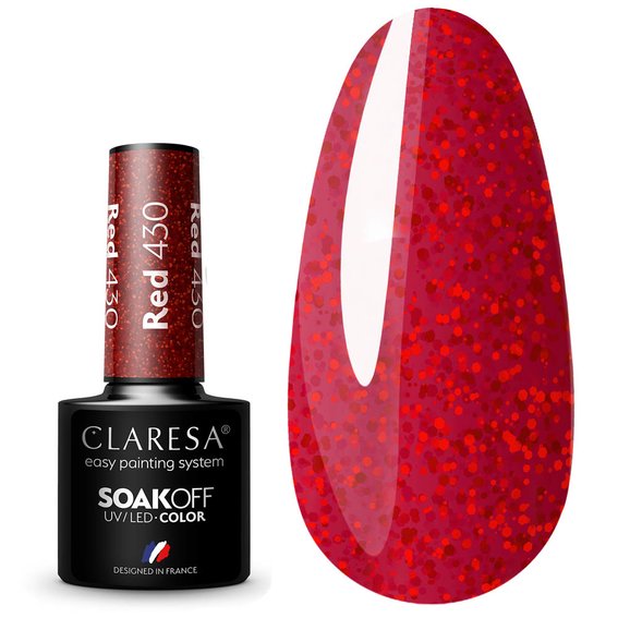Лак Claresa Hybrid RED 430 глянцевый красный, 5г