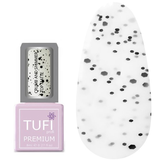 Топ TUFI profi PREMIUM Crumb and Shimmer Matte матовый с шиммером и мелкой крошкой 8мл (0125761) - Фото №1