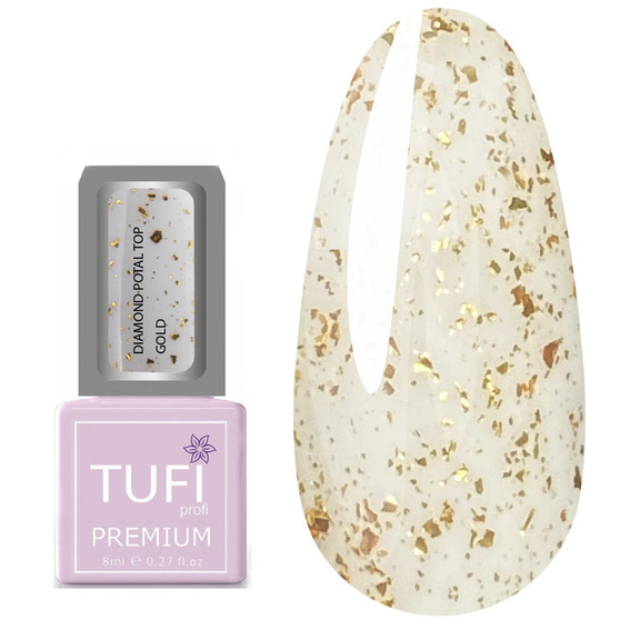 Топ TUFI profi PREMIUM Diamond Potal c поталью и шиммером золото 8 мл(0125764) - Фото №1