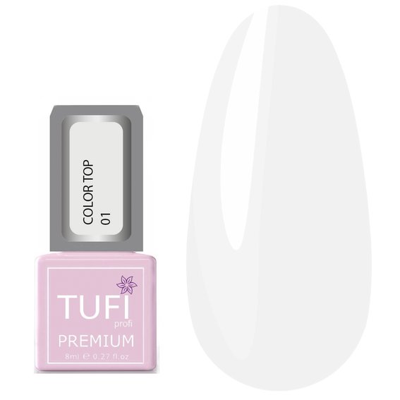 Цветной топ TUFI profi PREMIUM Color Top 01 белая вуаль 8 мл (0123403) - Фото №1