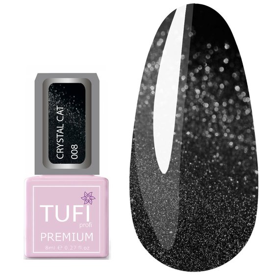 Гель-лак TUFI profi PREMIUM Crystal Cat 08 чорный диамант 8 мл (0100515) - Фото №1