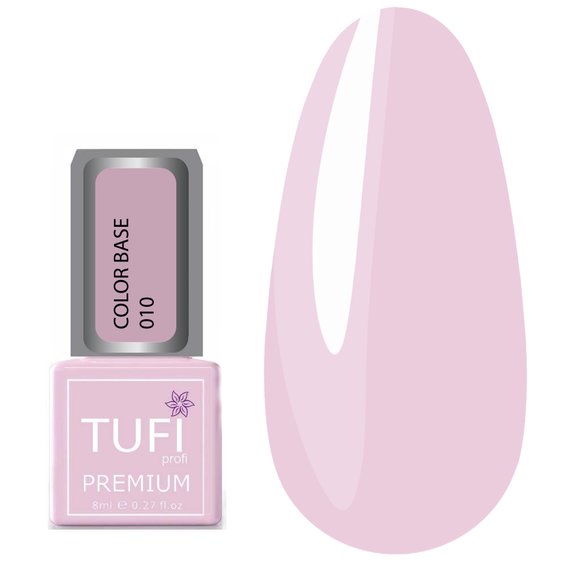 Цветная база TUFI profi PREMIUM Color Base 010 полупрозрачная розовый персик 8 мл (0103709) - Фото №1