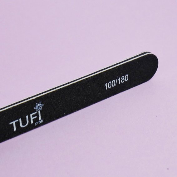 Straight nail file TUFI profi  PREMIUM  black 100/180, 17.8 cm 25 pc (01221898) - Фото №3
