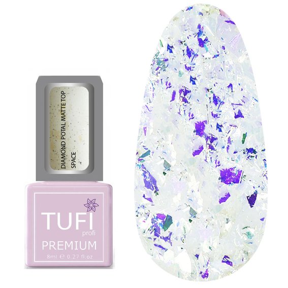 Топ TUFI profi PREMIUM Diamond Potal Matte Top матовый c поталью и шиммером космос 8 мл (0125770) - Фото №1