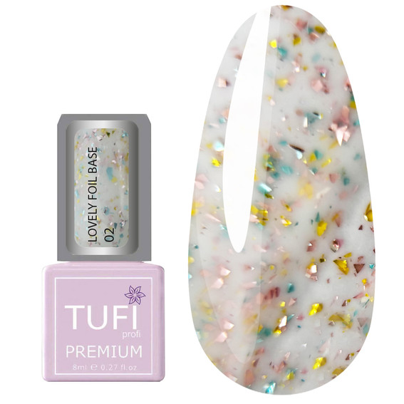 База TUFI profi PREMIUM Lovely Foil Base с фольгой 02 конфетти 8 мл (0196358) - Фото №1