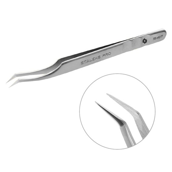 Professional eyelash tweezers EXPERT 41 TYPE 7 (L-shaped, 30') - Фото №1
