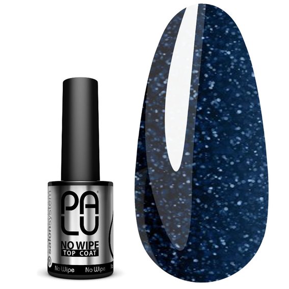 Топ PALU Top Coat No Wipe Flash Blue прозрачный с синим шиммером 11 мл - Фото №1