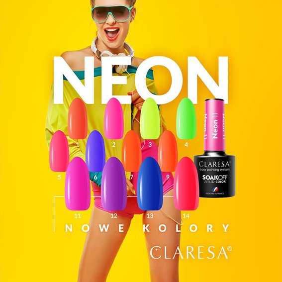 Лак для ногтей Claresa NEON 13 гибридный синий 5 г - Фото №6