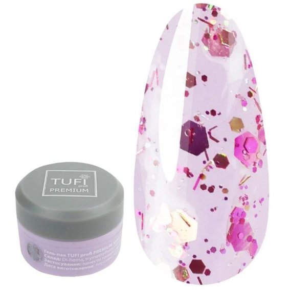 Гель-лак TUFI profi PREMIUM Sparkle 01 розовый диамант 5 мл (0243528) - Фото №1