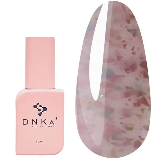 База DNKa Cover  Base №011B нежно-розовый с кусочками нежно-розовой, голубой и желтой потали 12 мл
