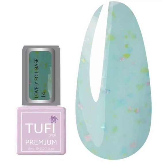 База TUFI profi PREMIUM Lovely Foil Base с фольгой 14 бирюза 8 мл - Фото №1