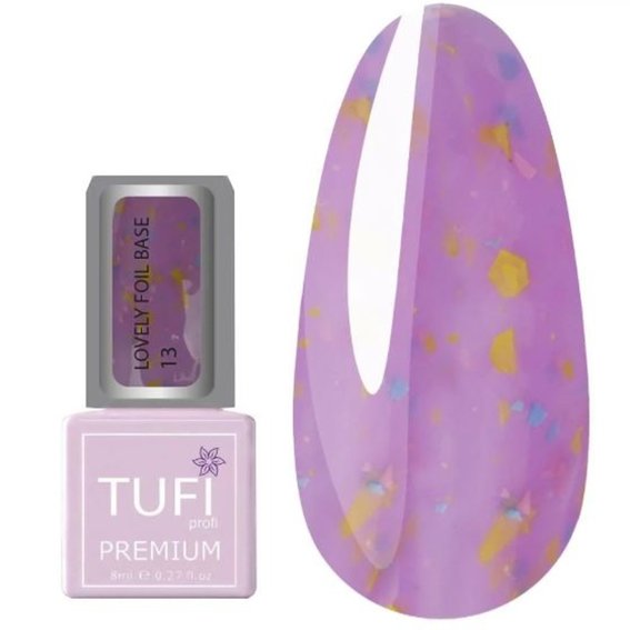 База TUFI profi PREMIUM Lovely Foil Base с фольгой 13 лавандовый мусс 8 мл - Фото №1