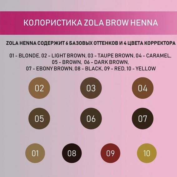 Хна для бровей ZOLA "Henna №04 Caramel" светлый оттенок 10г - Фото №3