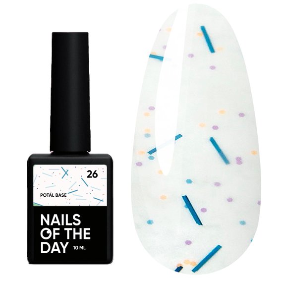 База NAILSOFTHEDAY Potal №26 молочный с разноцветной поталью 10 мл - Фото №1