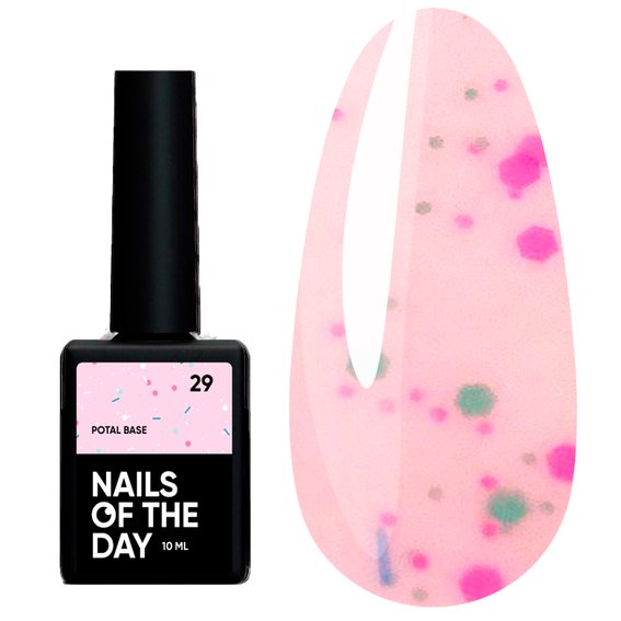 База NAILSOFTHEDAY Potal №29 розовый с разноцветной поталью 10 мл - Фото №1