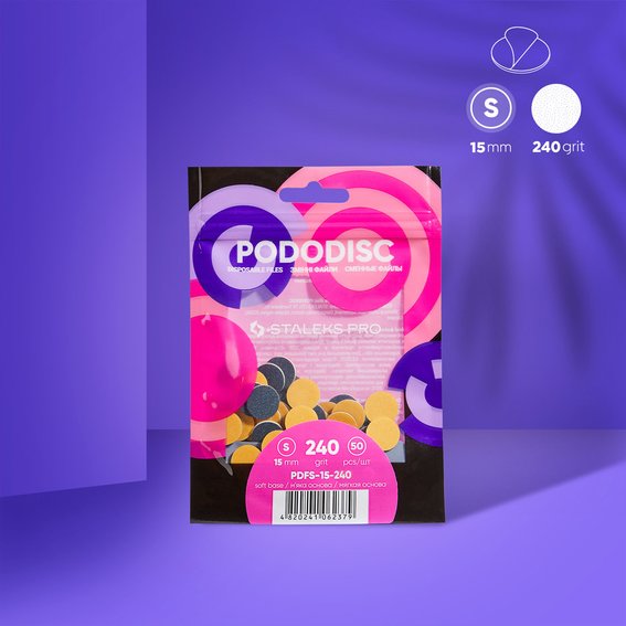 Сменные файлы на мягкой основе для педикюрного диска PODODISC STALEKS PRO S 240 грит (50 шт) - Фото №3