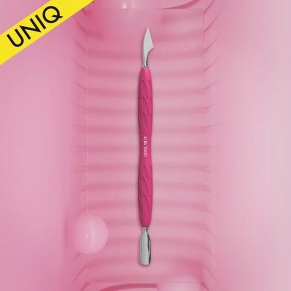 Лопатка STALEKS маникюрная с силиконовой ручкой UNIQ 10 TYPE 3 пушер округлый узкий + топорик - Фото №2