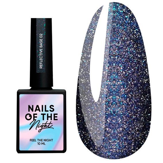 База NAILSOFTHENIGHT Reflective base 02 синие и лазурные блестки, 10 ml - Фото №1