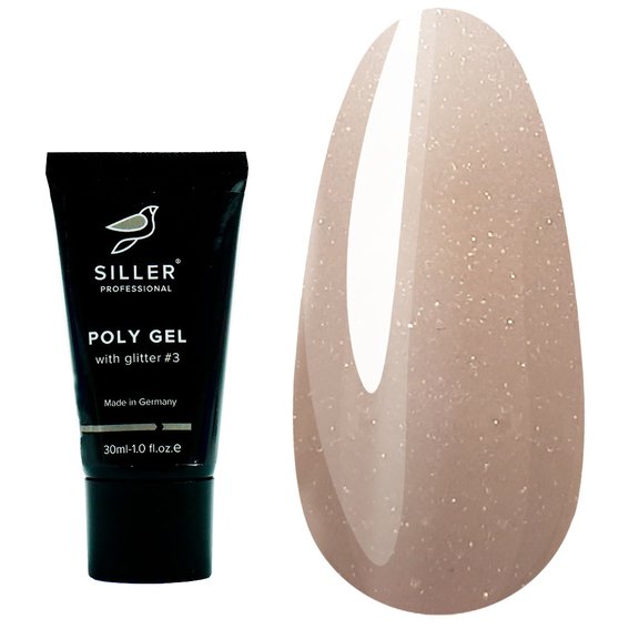 Моделирующий полигель Poly Gel Siller Glitter №3 золотой песок 30 мл - Фото №1