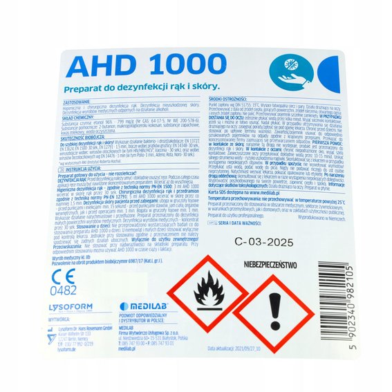 Средство для дезинфекции кожи MEDILAB AHD 1000 Sterisol 700 мл - Фото №2