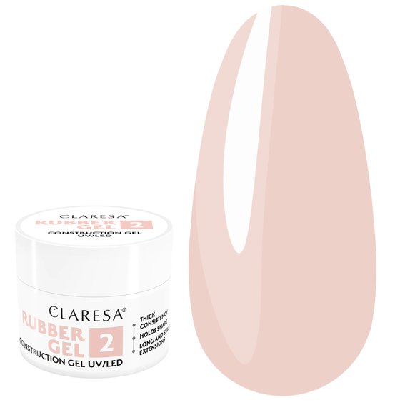 Гель для наращивания Claresa Rubber Gel 02 теплый светло-розовый 12 г - Фото №1