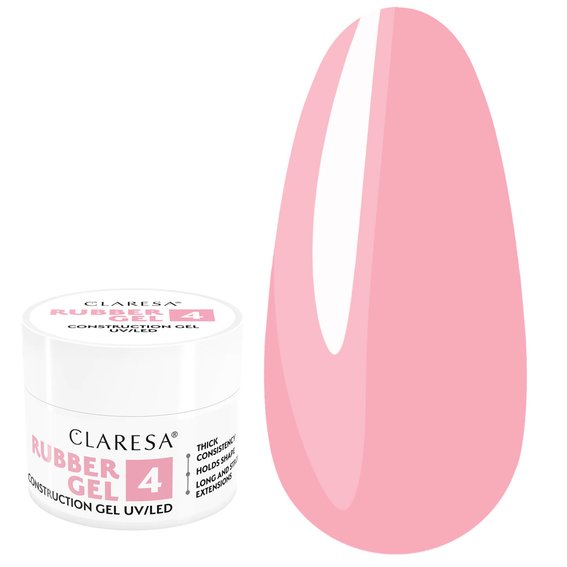 Гель для наращивания Claresa Rubber Gel 04 розовый 12 г - Фото №1