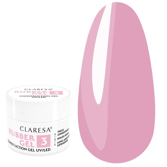 Гель для наращивания Claresa Rubber Gel 3 холодный розовый 90 г - Фото №1