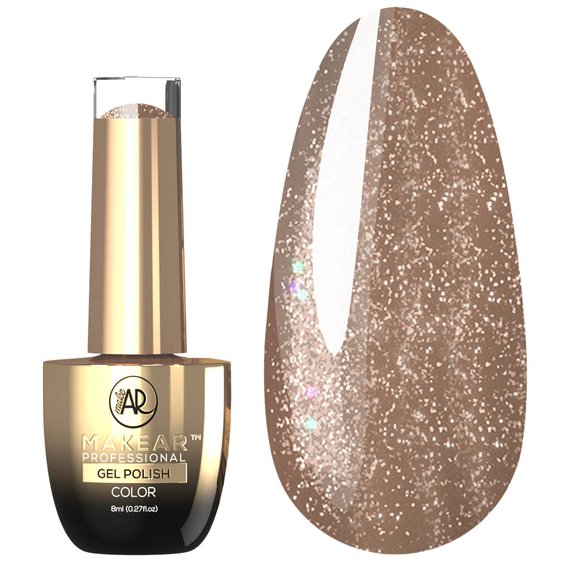 Гель-лак MAKEAR Glitter 834 бежевый с блестками 8 мл - Фото №1