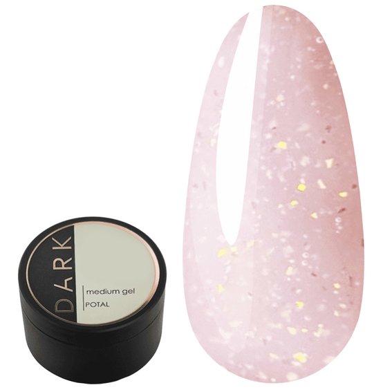 Гель для наращивания DARK Medium Potal Gel №05 розовый с золотой поталью 15 мл - Фото №1