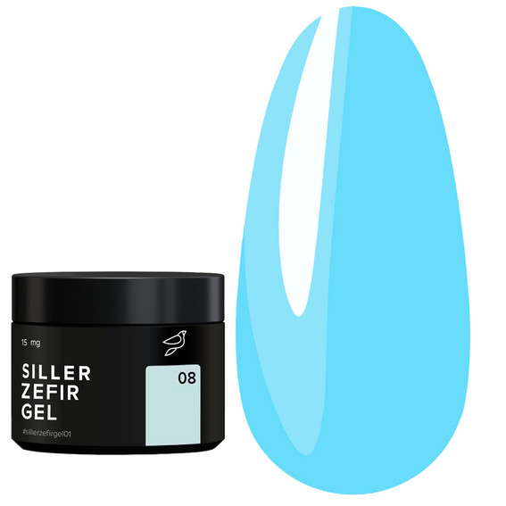 Gel for extension SILLER Zefir №08 (jar) blue 15 ml (NF-00019235) - Фото №1