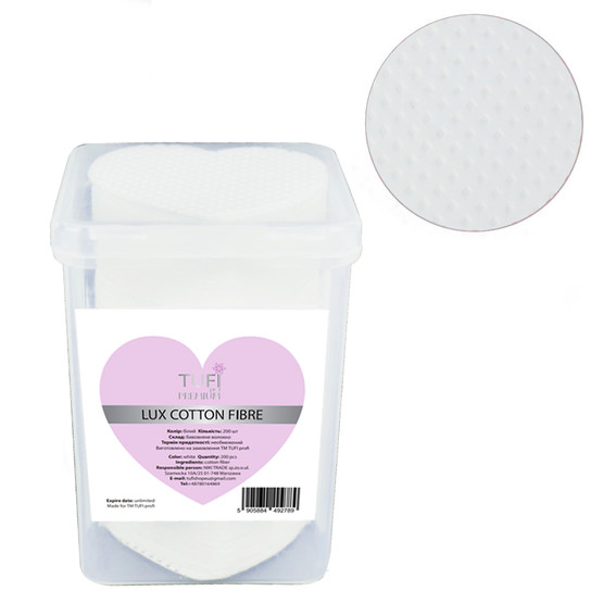 Безворсовые салфетки TUFI PROFI PREMIUM Lux Cotton Fibre сердечки белые 200 шт (313022) - Фото №1