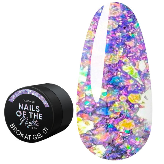 Гель NAILSOFTHENIGHT Brokat gel 01 лиловый 5 г - Фото №1