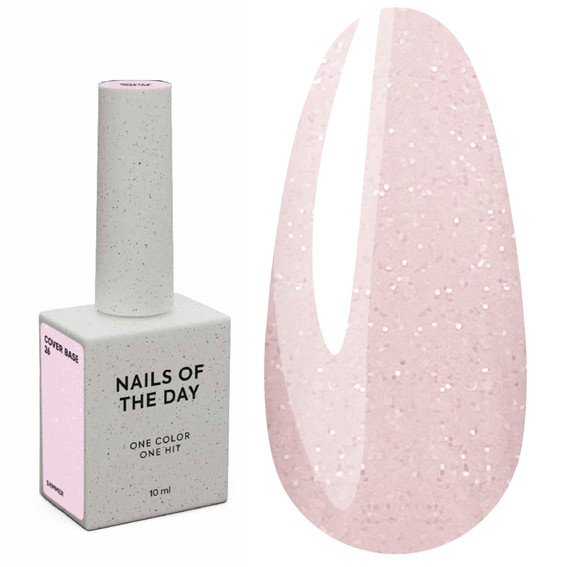 База для ногтей NAILSOFTHEDAY Cover NEW Formula 26 нежный розовый с серебряным шиммером 10 мл - Фото №1