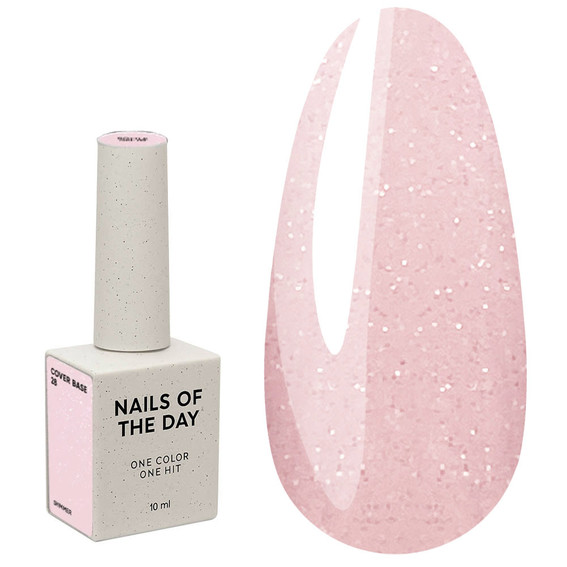 База для ногтей NAILSOFTHEDAY Cover NEW Formula 28 пудрово-розовый с серебряным шиммером 10 мл - Фото №1