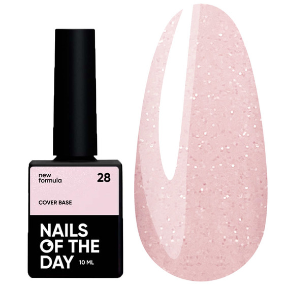 База для ногтей NAILSOFTHEDAY Cover NEW Formula 28 пудрово-розовый с серебряным шиммером 10 мл - Фото №1