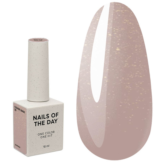 База для ногтей NAILSOFTHEDAY Cover NEW Formula 30 натурально-нюдовый с золотыми шиммером 10 мл - Фото №1