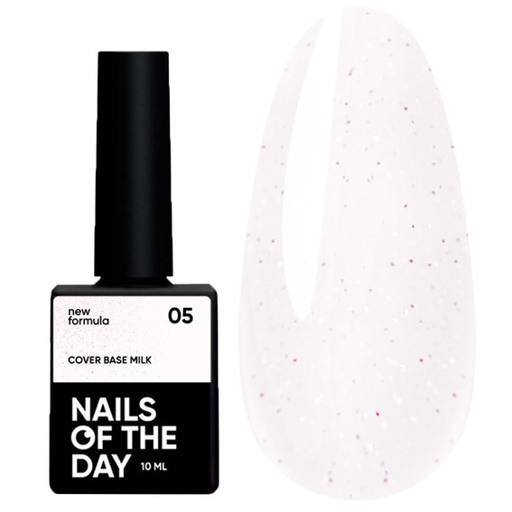 База для ногтей NAILSOFTHEDAY Cover NEW Formula Milk 05 молочный с розовыми блестками 10 мл - Фото №1