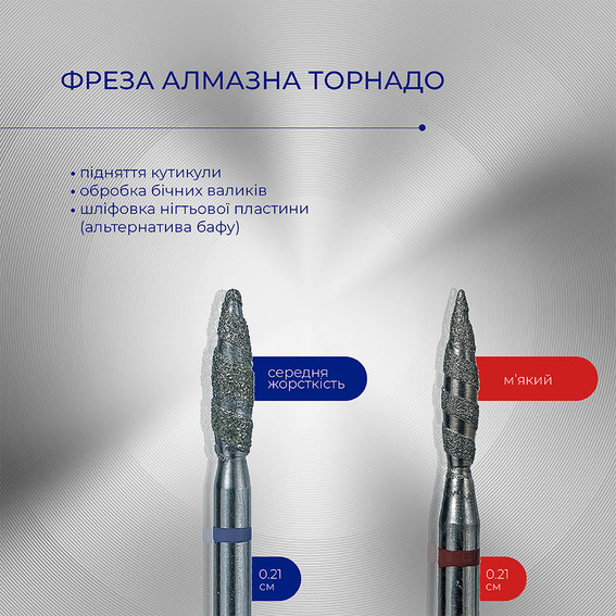 Фреза алмазная TOUCH торнадо острое красное 2,1 мм (H0210SD-F) - Фото №2