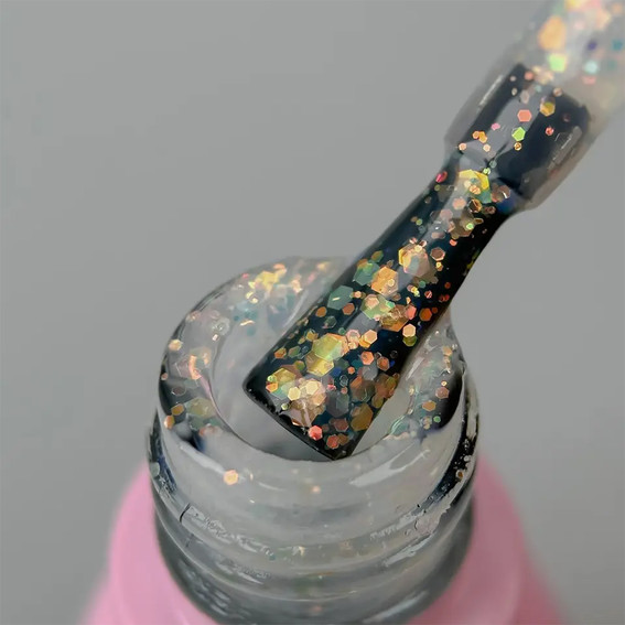 Гель-лак Toki-Toki Unicorn UN01 полупрозрачный белый с блестками 5 мл - Фото №2