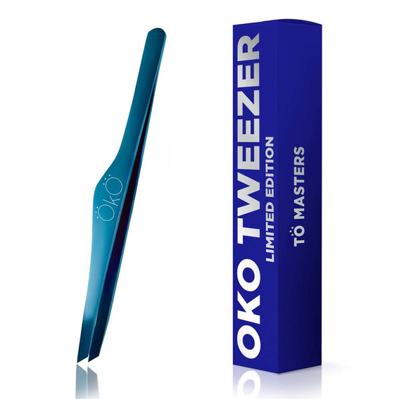 Пинцет для бровей OKO Blue Magic Premium скошенный, заточенный вручную - Фото №3