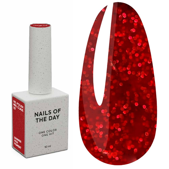 Гель-лак NAILSOFTHEDAY Let's special Mrs. Claus красный с блестками 10 мл - Фото №1