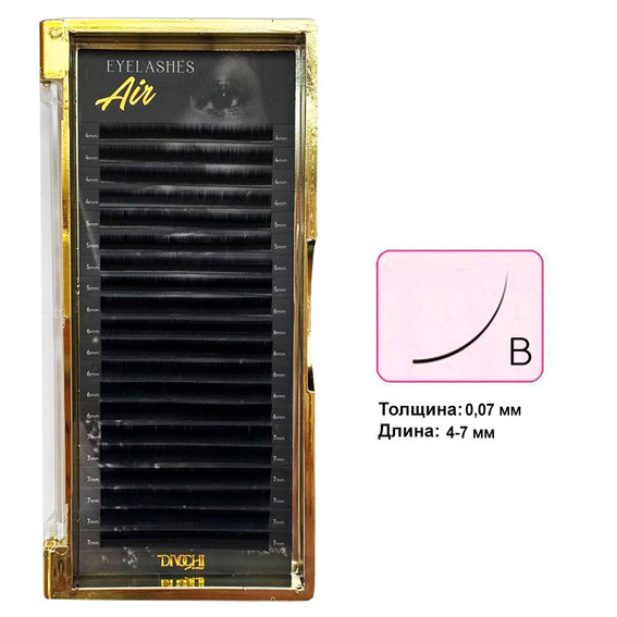 Ресницы Divochi Air MIX черный изгиб B 0.07 20 рядов 4-7 мм