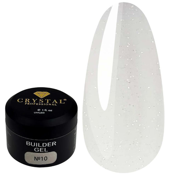 Гель для наращивания Crystal Builder Gel №10 молочный с шиммером 15 мл - Фото №1