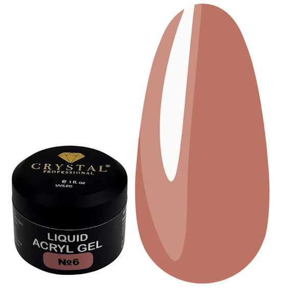 Акрил-гель для ногтей Crystal Liquid Acryl Gel №6 бежевый 15 мл - Фото №1