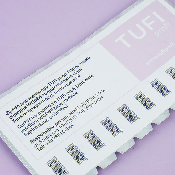 Фреза для маникюра TUFI profi Зонтик средний WG086 твердосплавная синяя - Фото №4
