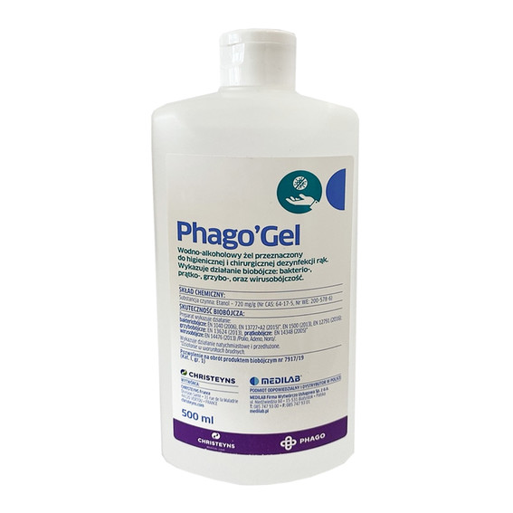 PhagoGel Medilab Водно-спиртовой гель для гигиенической и хирургической дезинфекции рук без помпы 500 мл